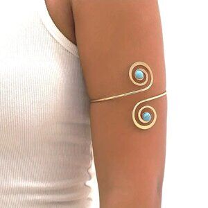 Upper Arm Turquoise Cuff Bracelet Boho Hippie Southwest Armlet Swirl Egyptian